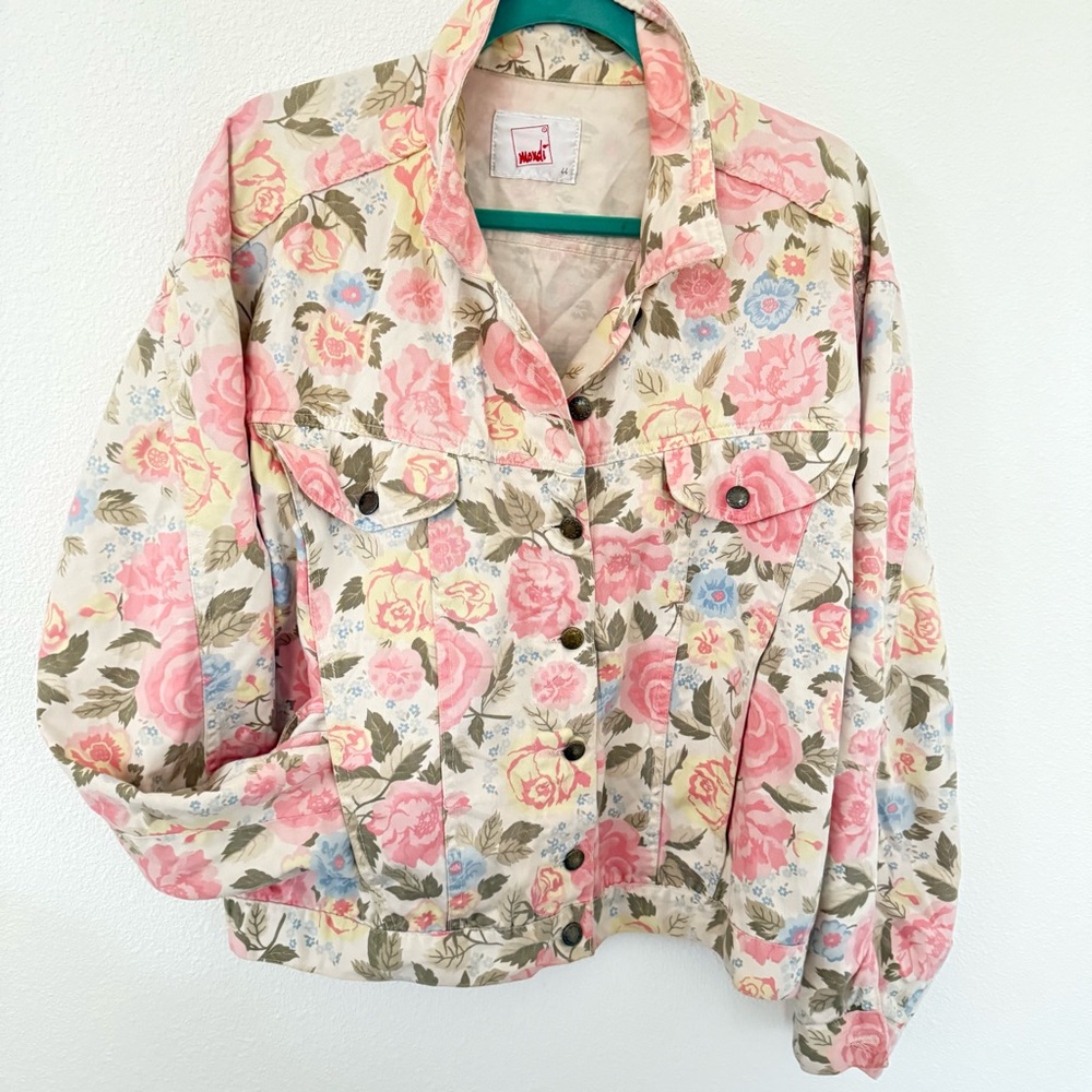 Vtg German Mondi 80s Denim Jacket Made in Italy All Over Floral Print Boho44/14